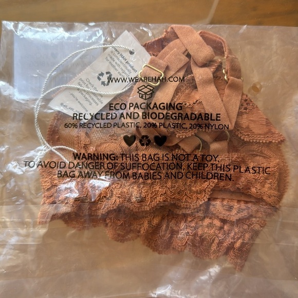 NWT $68 HAH 2-PIECE SET Lace Chi Bralittle & Chase Me Down Panty Brown Sugar XS - Picture 10 of 10